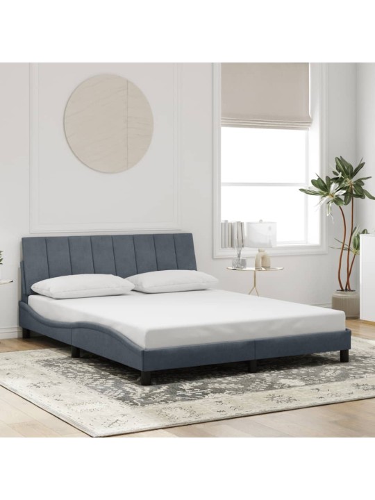 Gultas rāmis ar LED, tumši pelēks samts, 160x200 cm
