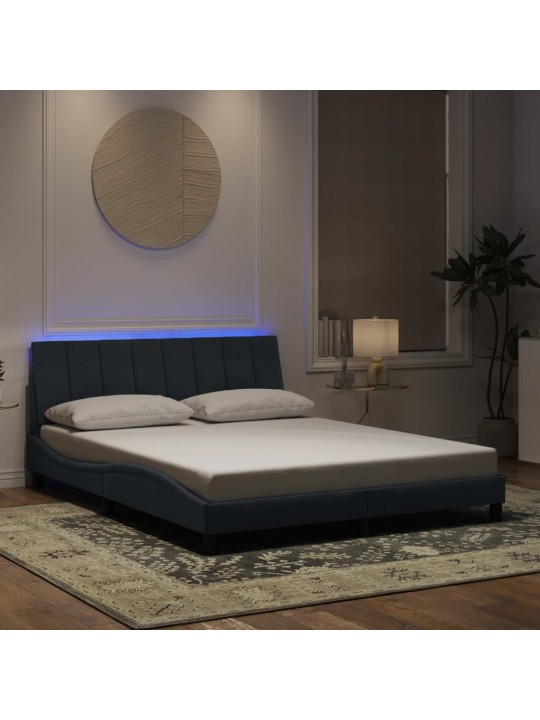 Gultas rāmis ar LED, tumši pelēks samts, 160x200 cm