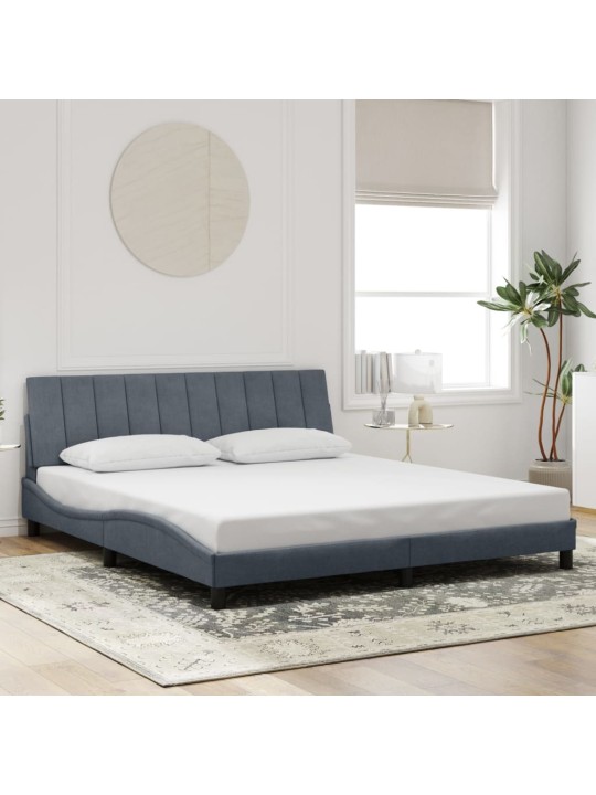 Gultas rāmis ar LED, tumši pelēks samts, 180x200 cm