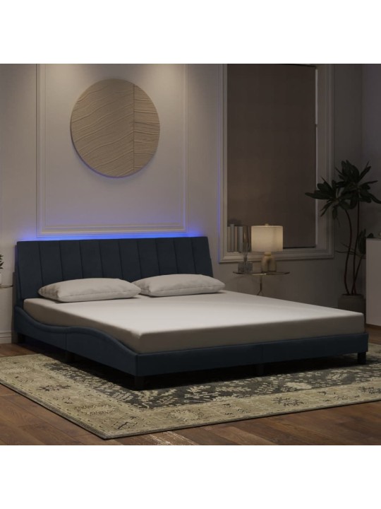 Gultas rāmis ar LED, tumši pelēks samts, 180x200 cm