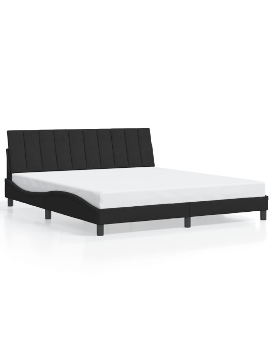 Gultas rāmis ar LED, melns, 180x200 cm, samts