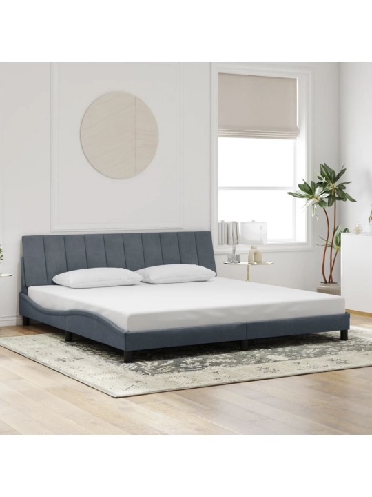 Gultas rāmis ar LED, tumši pelēks samts, 200x200 cm
