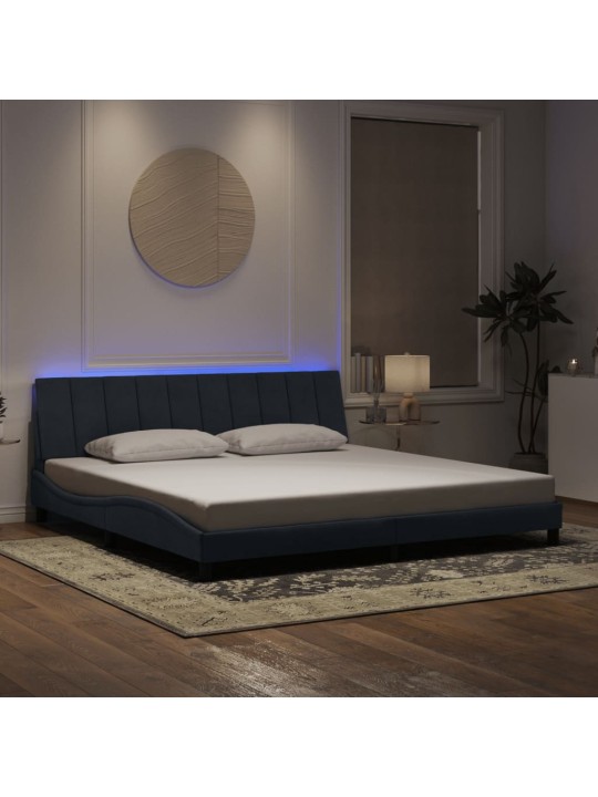 Gultas rāmis ar LED, tumši pelēks samts, 200x200 cm