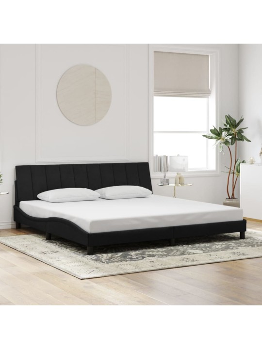 Gultas rāmis ar led, melns, 200x200 cm, samts