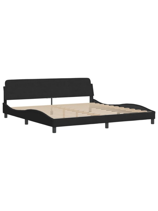 Gultas rāmis ar led, melns, 200x200 cm, samts