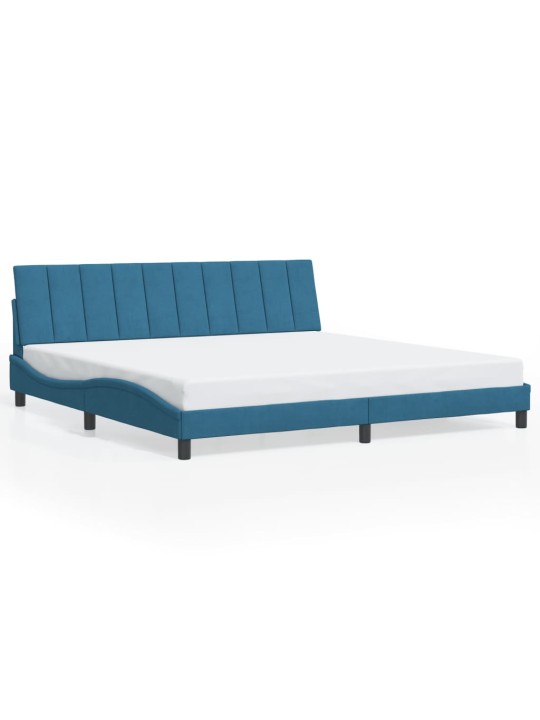 Gultas rāmis ar led, zils, 200x200 cm, samts