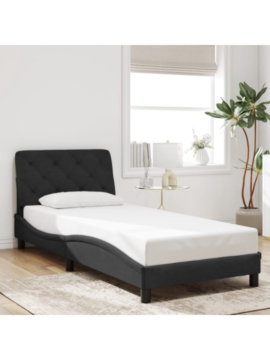Gultas rāmis ar LED, melns samts, 80x200 cm