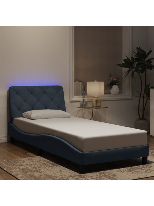 Gultas rāmis ar LED, tumši pelēks, 90x190 cm, samts