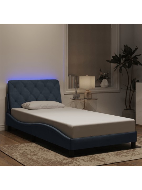 Gultas rāmis ar LED, tumši pelēks samts, 100x200 cm