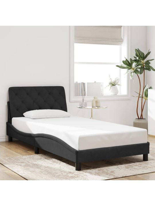 Gultas rāmis ar LED, melns, 100x200 cm, samts