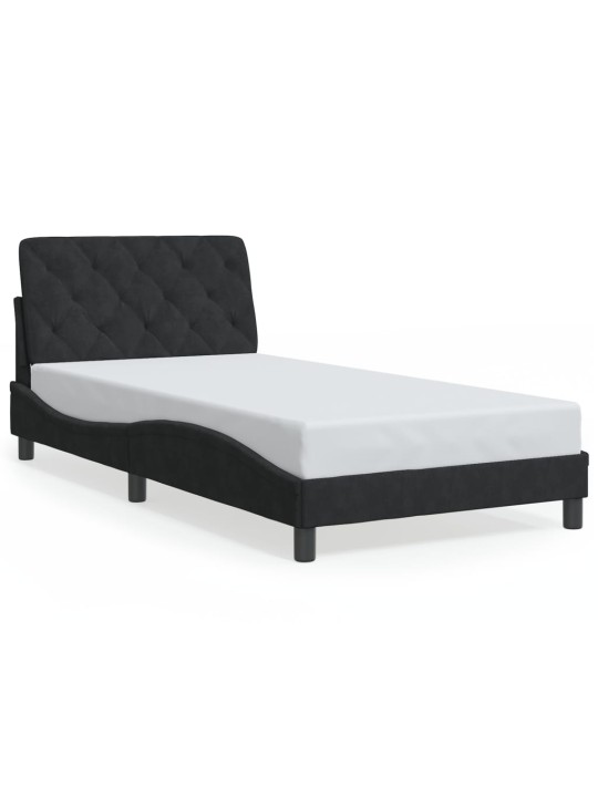 Gultas rāmis ar LED, melns, 100x200 cm, samts