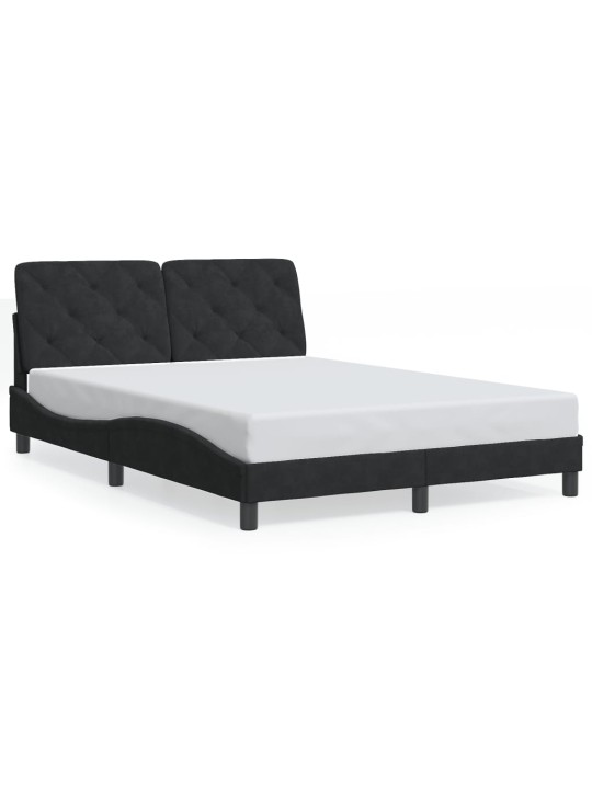 Gultas rāmis ar LED, melns, 120x200 cm, samts