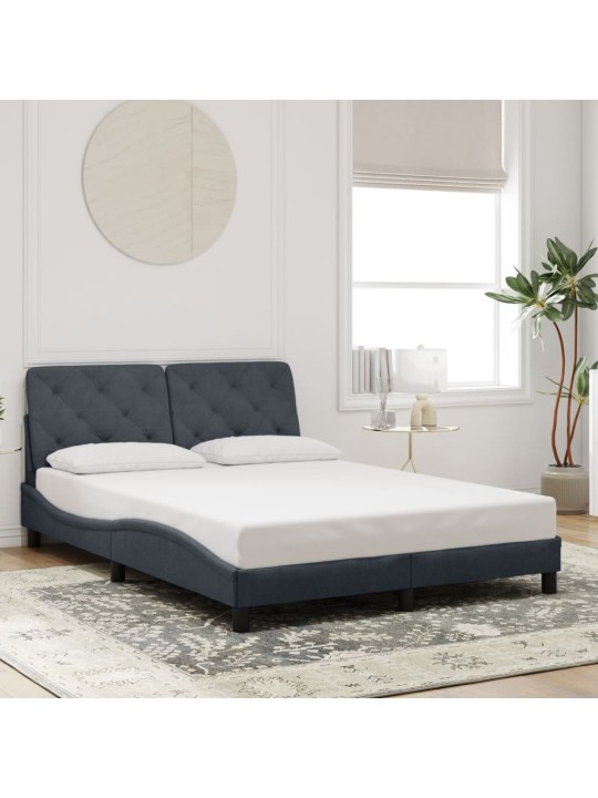 Gultas rāmis ar LED, tumši pelēks samts, 140x190 cm