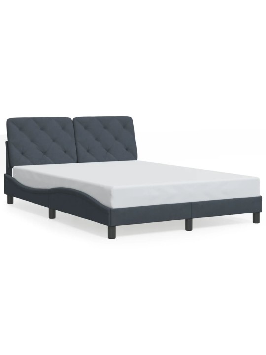 Gultas rāmis ar LED, tumši pelēks samts, 140x190 cm