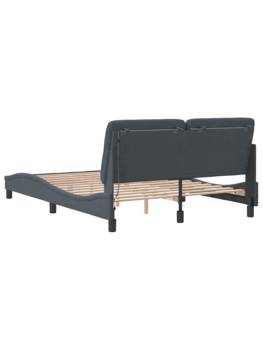 Gultas rāmis ar LED, tumši pelēks samts, 140x190 cm