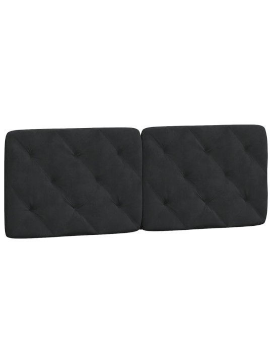 Gultas rāmis ar led, melns, 140x190 cm, samts