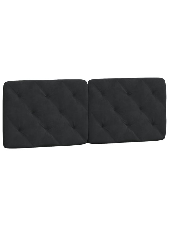 Gultas rāmis ar LED, melns, 140x200 cm, samts
