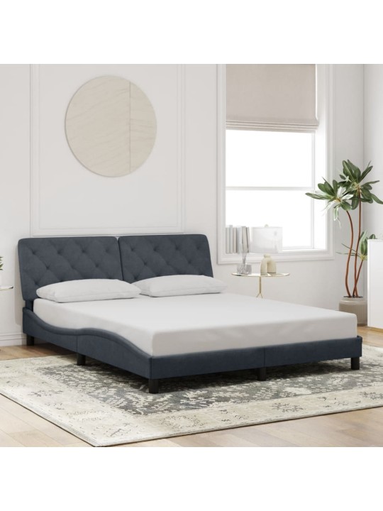 Gultas rāmis ar LED, tumši pelēks samts, 160x200 cm