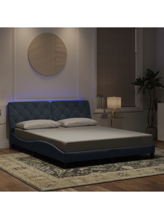 Gultas rāmis ar LED, tumši pelēks samts, 160x200 cm