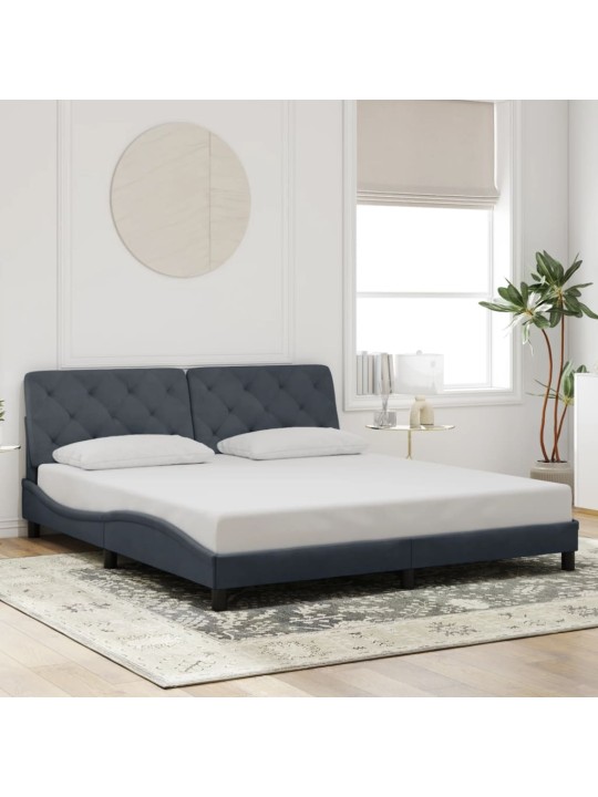 Gultas rāmis ar LED, tumši pelēks samts, 180x200 cm