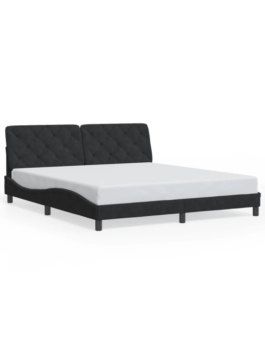 Gultas rāmis ar LED, melns, 180x200 cm, samts