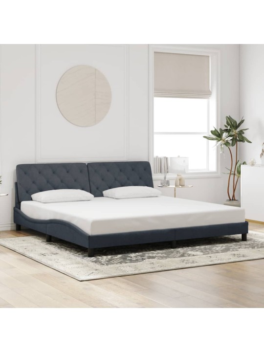Gultas rāmis ar LED, tumši pelēks samts, 200x200 cm