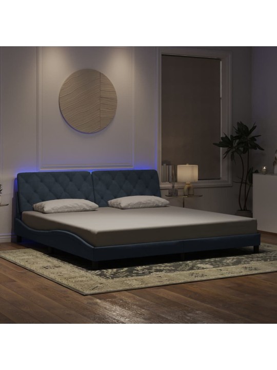 Gultas rāmis ar LED, tumši pelēks samts, 200x200 cm