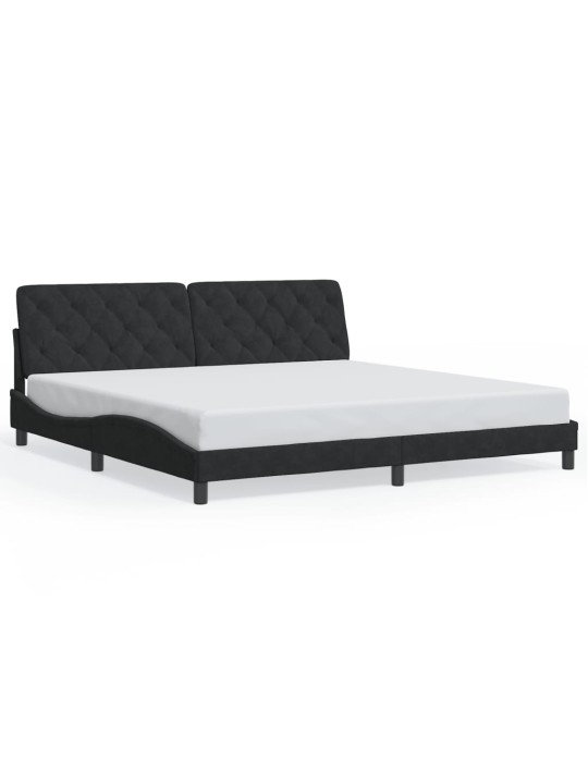 Gultas rāmis ar led, melns, 200x200 cm, samts