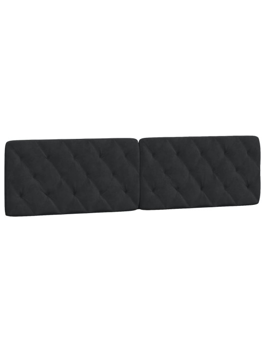 Gultas rāmis ar led, melns, 200x200 cm, samts