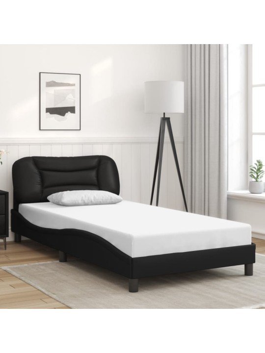 Gultas rāmis ar LED, melns, 100x200 cm, mākslīgā āda