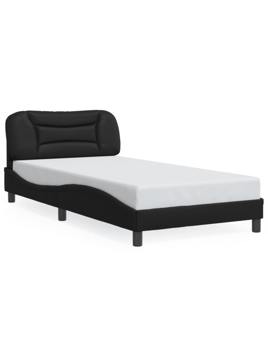 Gultas rāmis ar LED, melns, 100x200 cm, mākslīgā āda