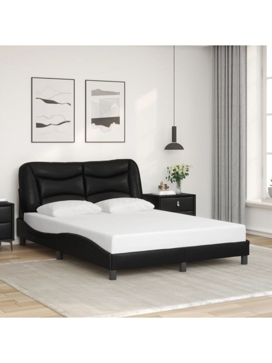Gultas rāmis ar LED, melns, 120x200 cm, mākslīgā āda