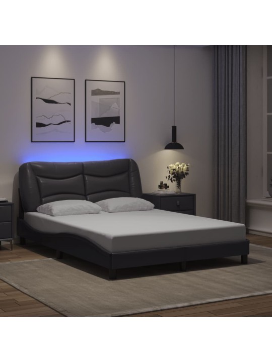 Gultas rāmis ar led, pelēks, 120x200 cm, mākslīgā āda