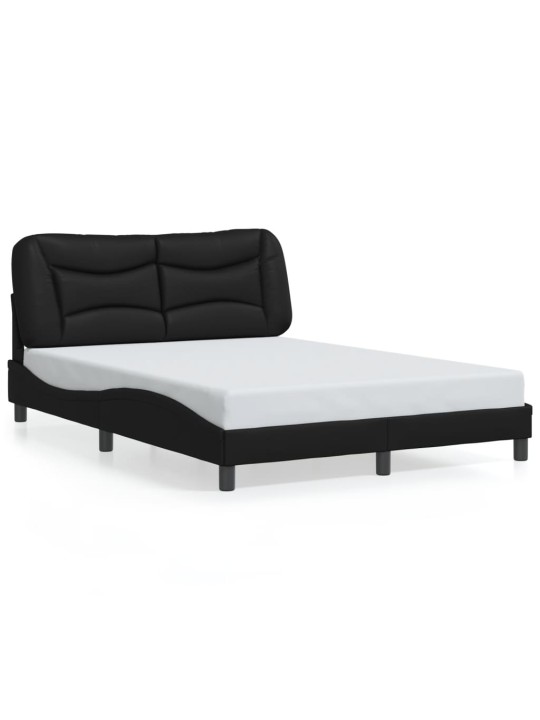 Gultas rāmis ar LED, melns , 140x190 cm, mākslīgā āda