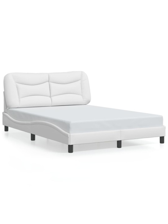Gultas rāmis ar led, balts, 140x190 cm, mākslīgā āda