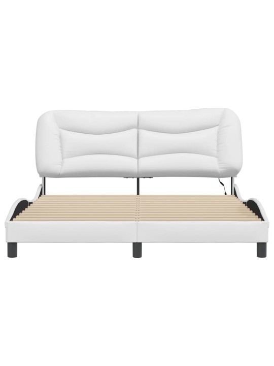 Gultas rāmis ar led, balts, 160x200 cm, mākslīgā āda