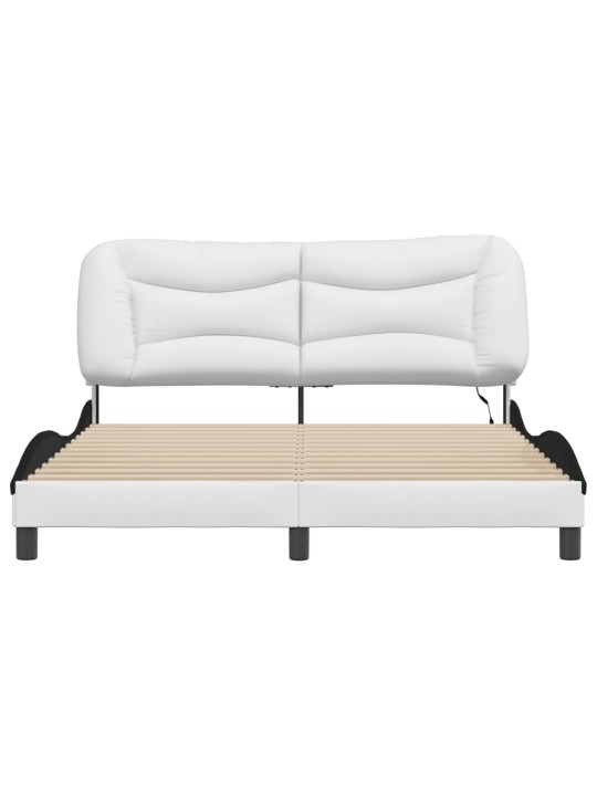 Gultas rāmis ar led, balts un melns, 160x200 cm, mākslīgā āda