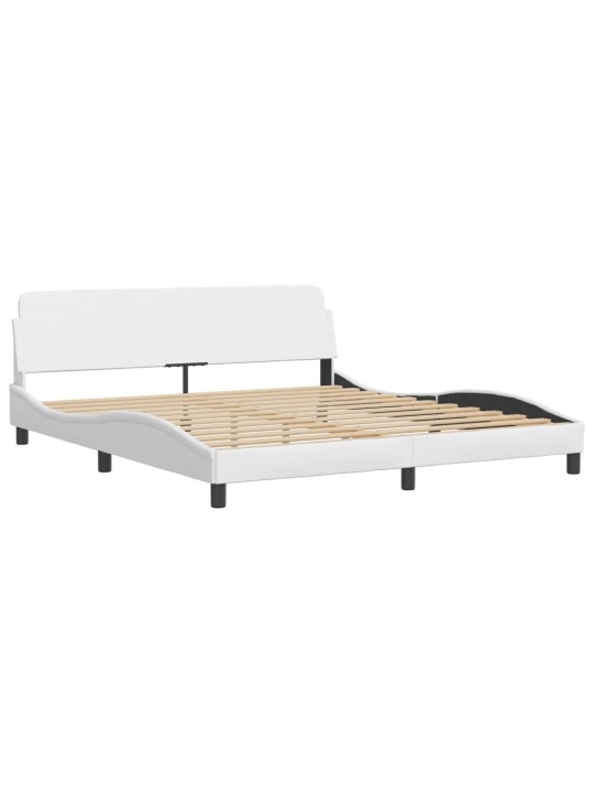 Gultas rāmis ar led, balts, 180x200 cm, mākslīgā āda