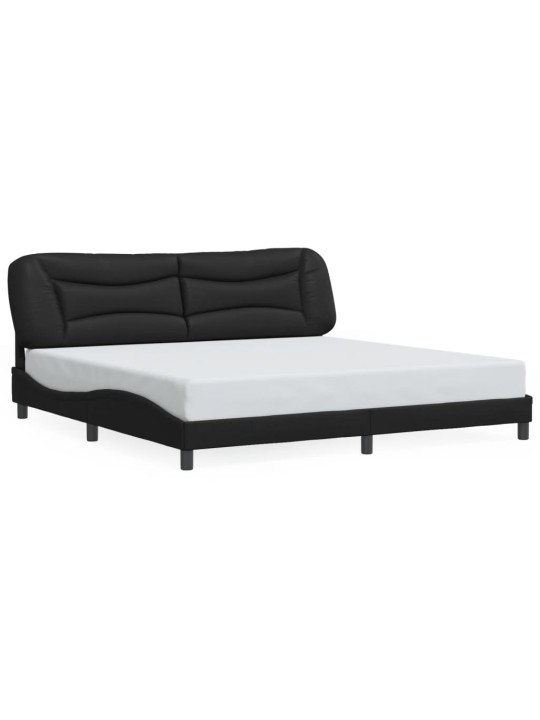 Gultas rāmis ar led, melns, 200x200 cm, mākslīgā āda