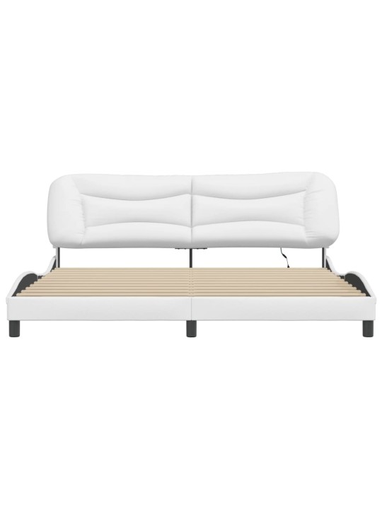 Gultas rāmis ar led, balts, 200x200 cm, mākslīgā āda