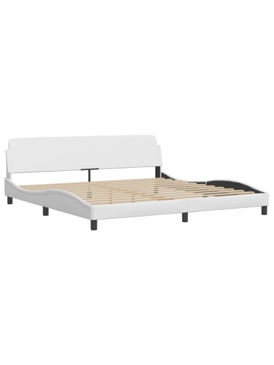 Gultas rāmis ar led, balts, 200x200 cm, mākslīgā āda