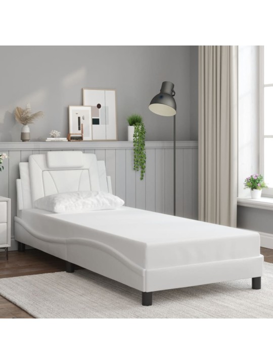 Gultas rāmis ar LED, balts, 80x200 cm, mākslīgā āda