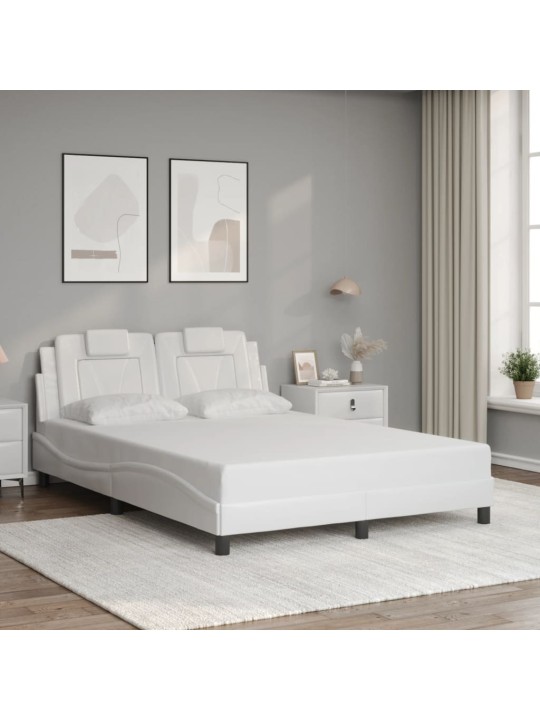 Gultas rāmis ar LED, balts, 120x200 cm, mākslīgā āda