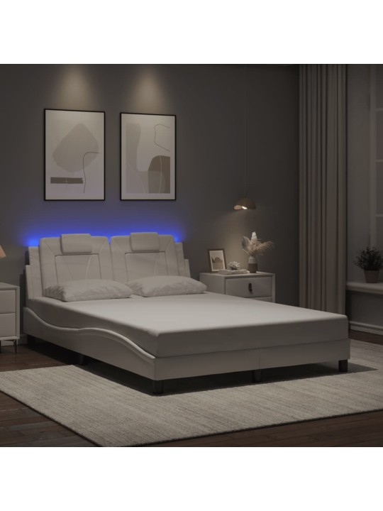 Gultas rāmis ar LED, balts, 120x200 cm, mākslīgā āda