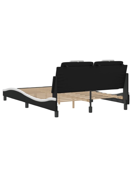 Gultas rāmis ar led, melns un balts, 120x200 cm, mākslīgā āda