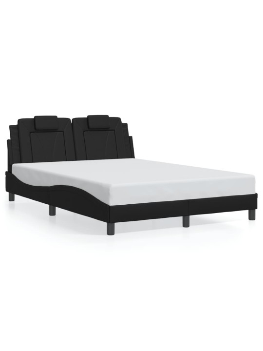 Gultas rāmis ar led, melns , 140x190 cm, mākslīgā āda