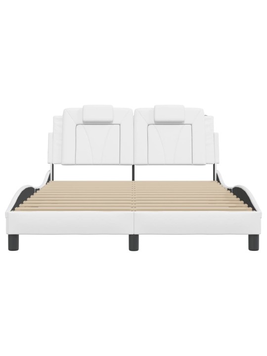Gultas rāmis ar led, balts, 140x190 cm, mākslīgā āda