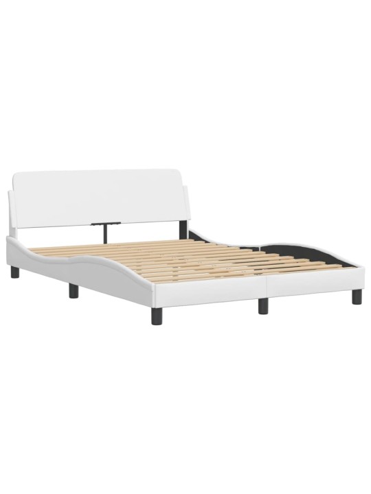 Gultas rāmis ar led, balts, 140x190 cm, mākslīgā āda