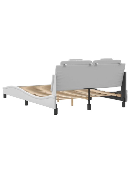 Gultas rāmis ar led, balts, 140x190 cm, mākslīgā āda