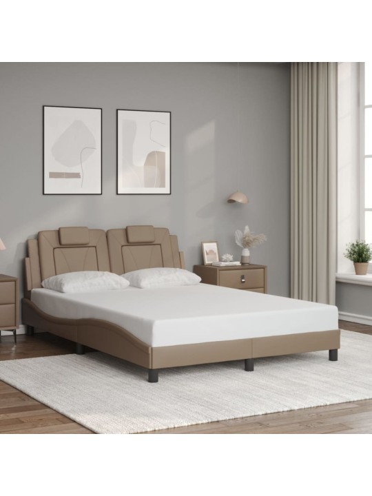Gultas rāmis ar led, kapučīno, 140x190 cm, mākslīgā āda